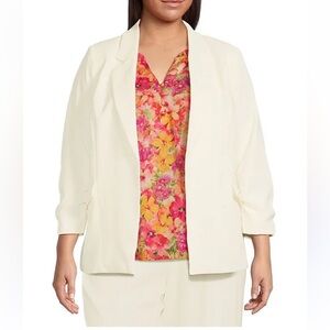 SKIES ARE BLUE Open Blazer Ruched Sleeves, Front Pockets, Lined Size 2X